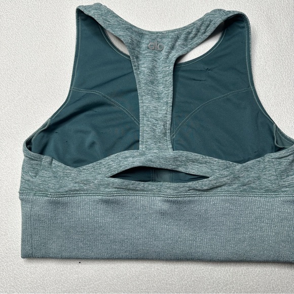 Alo Yoga Alosoft Serenity Sports Bra- Seagrass Heather - Picture 5 of 10